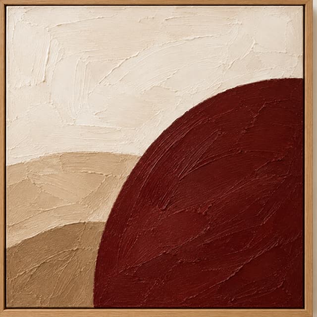 Abstract painting in oxblood and tan