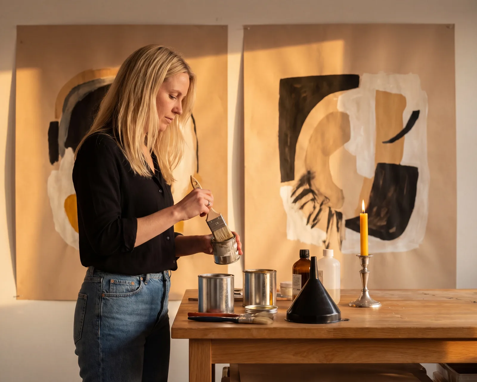 An artist at work in the studio